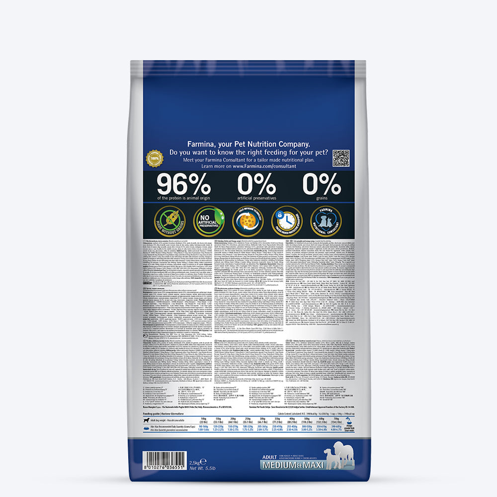 Farmina N&D Pumpkin Codfish & Orange Grain Free Medium & Maxi Breed Adult Dry Dog Food - Heads Up For Tails