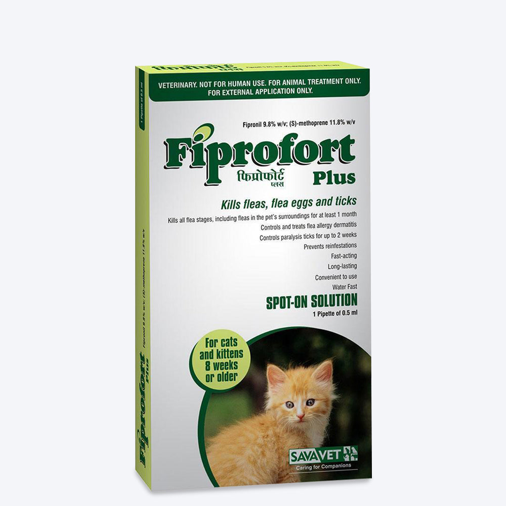 Sava Vet Cat Tick Flea Fiprofort Plus Spot on For Cats and Kittens 8 weeks or older 0.5 ml Online in India Heads Up For Tails