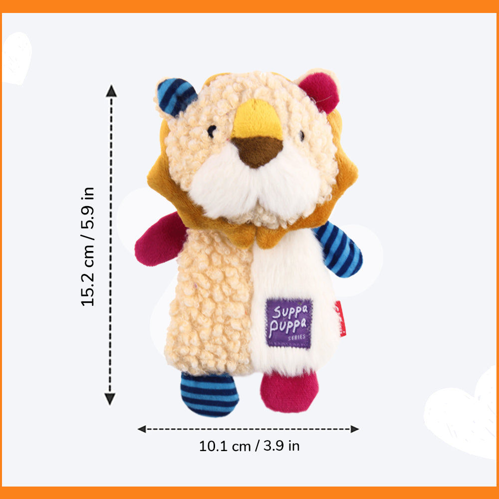 GiGwi Suppa Puppa Lion Squeaker Inside Dog Plush Toy - S - Heads Up For Tails