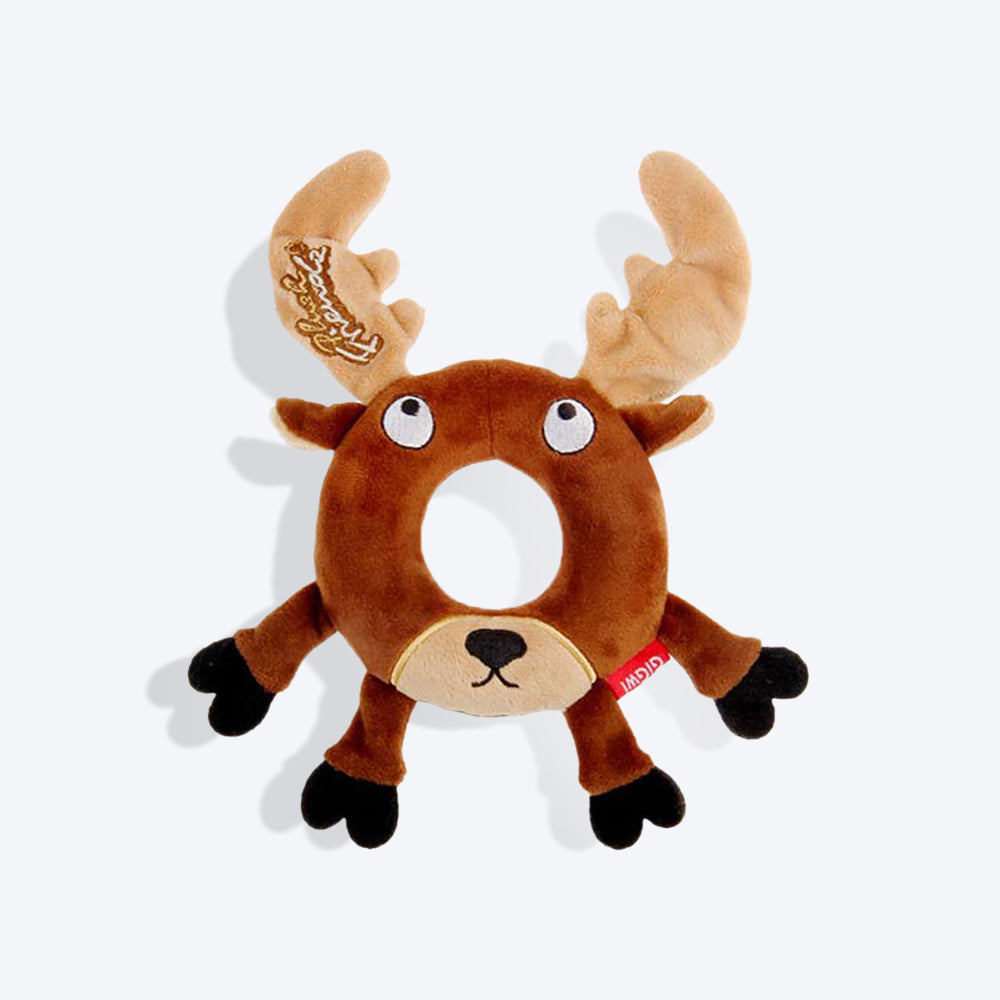 GiGwi Friendz Dog Plush Toy - Deer (with Foam Rubber Ring and Squeaker) - Heads Up For Tails