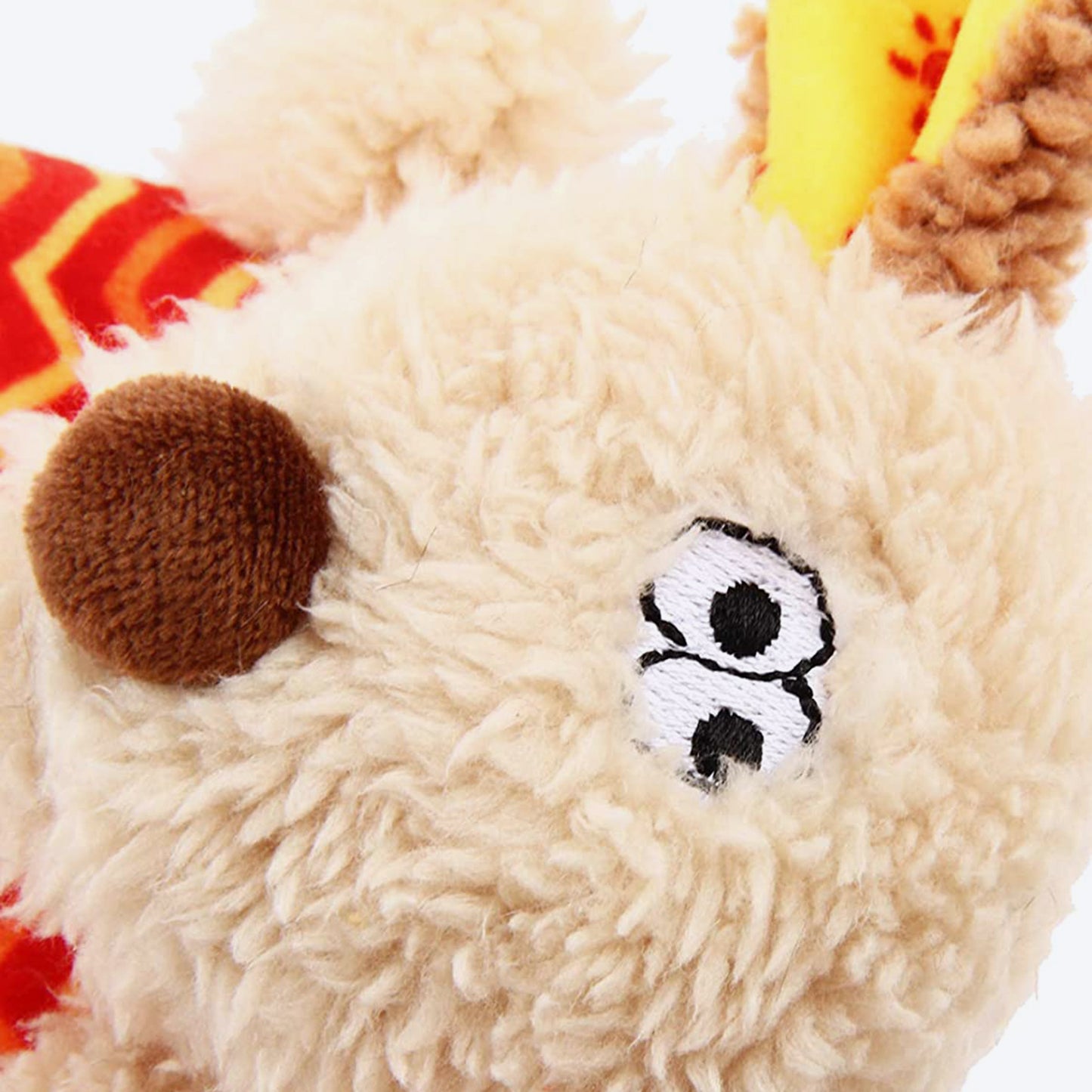 GiGwi Plush Friendz Dog Toy with Refillable Squeaker - Dog - Grey/Red - Heads Up For Tails