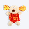 GiGwi Plush Friendz Dog Toy with Refillable Squeaker - Dog - Grey/Red - Heads Up For Tails