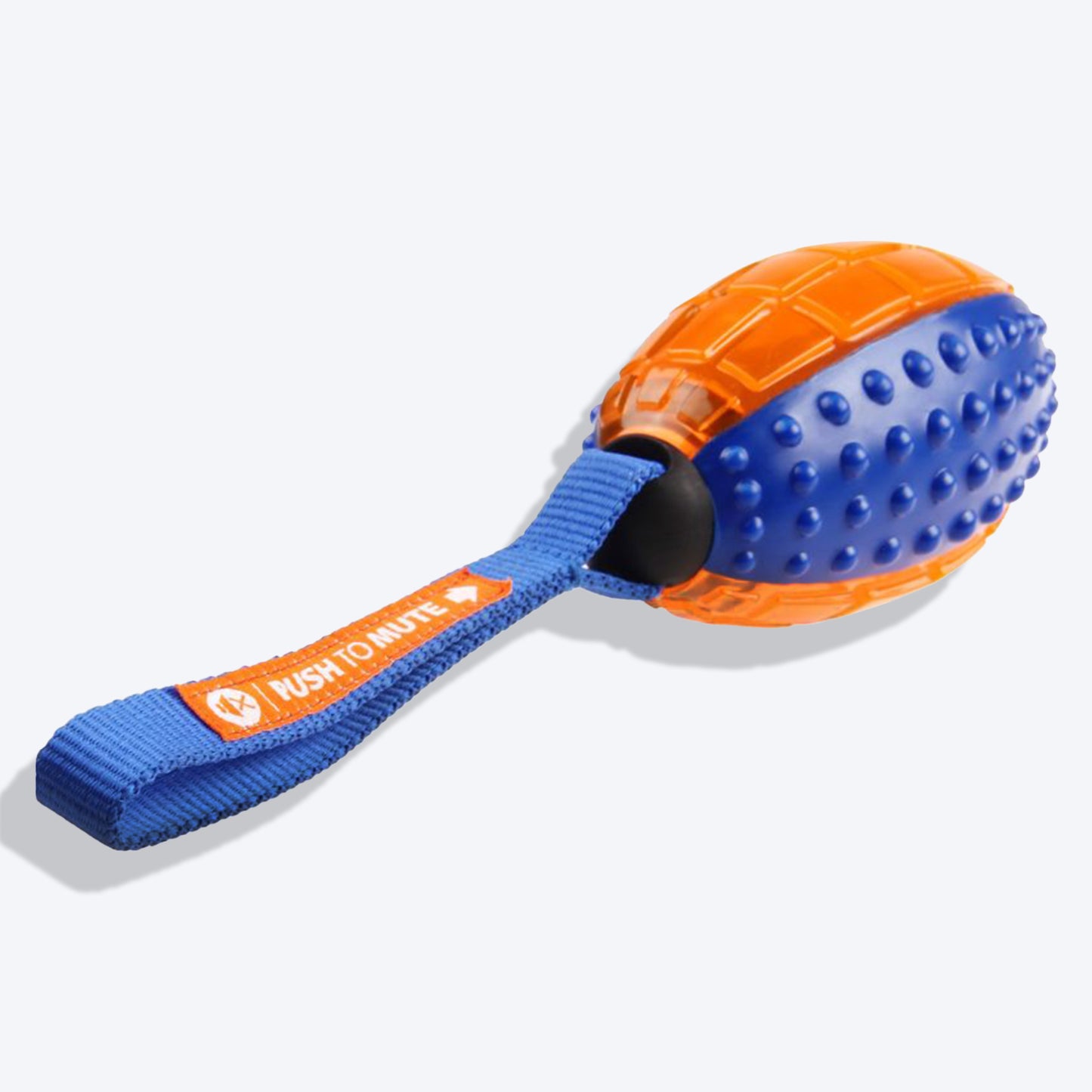 GiGwi Push To Mute Dog Chew Toy - Rugby Ball (Solid/Transparent) - Blue/Orange - Heads Up For Tails