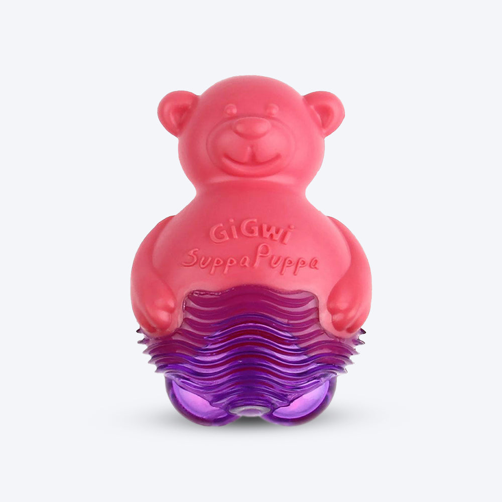 GiGwi Suppa Puppa Dog Toy - Bear - Pink/Purple - Heads Up For Tails