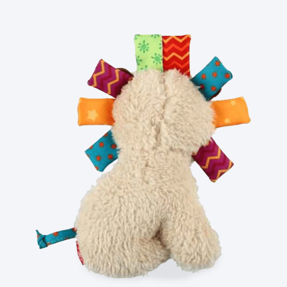 GiGwi Lion Friendz With Squeaky Dog Plush Toy - Beige - Heads Up For Tails