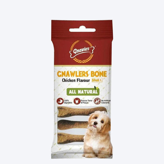 Gnawlers Bone Dog Treat - Chicken Flavour - Small - 108 g - Heads Up For Tails