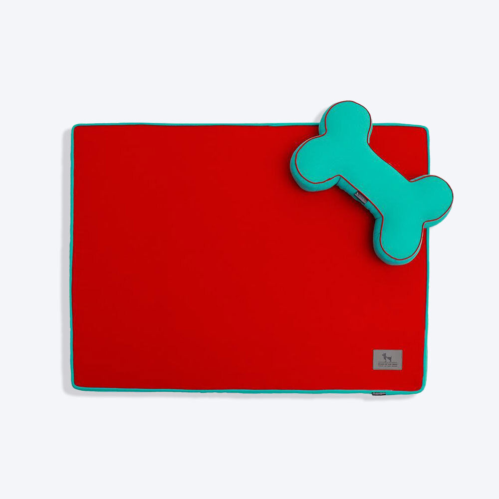 HUFT Orthopedic Dog Bed with Cushion (Free Bone Cushion) - Red and Teal Blue (Made to Order)_02