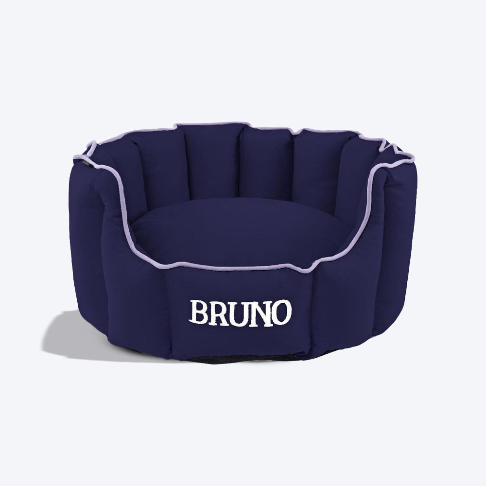 HUFT Personalised Cosy Puppy/Cat Bed - Navy - Heads Up For Tails