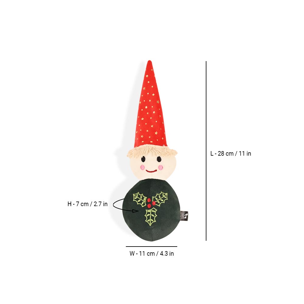 HUFT Mr. Mistletoe Cuddle Dog Toy (Red and Green) - Heads Up For Tails