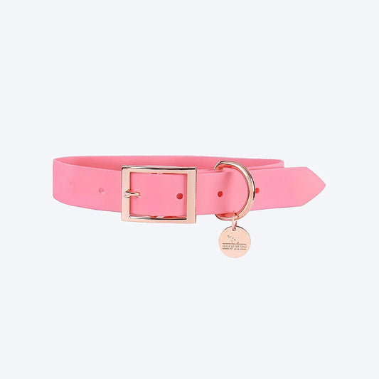 HUFT Pastel Pawprint Rain Friendly Dog Collar - Pink - Heads Up For Tails