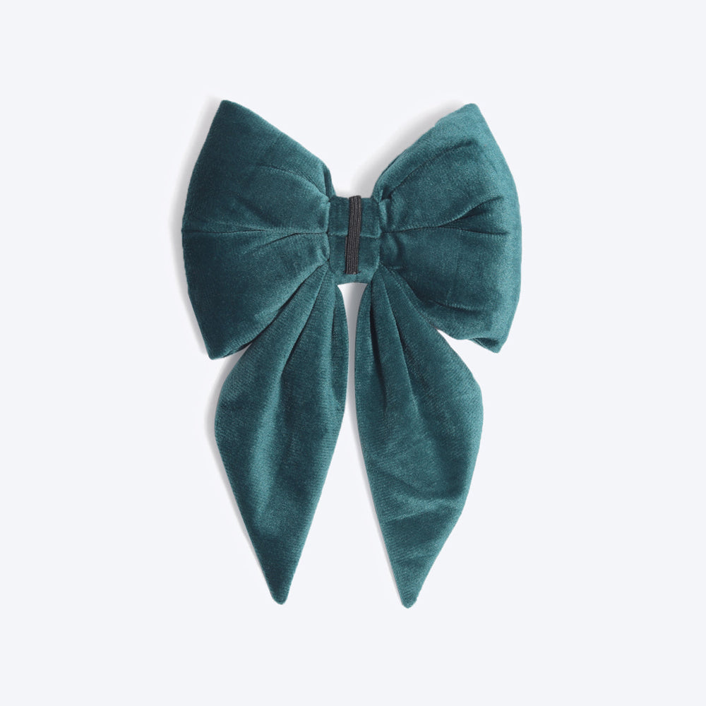 HUFT Personalised Luxe Velvet Dog Bow Tie - Peacock Blue - Heads Up For Tails
