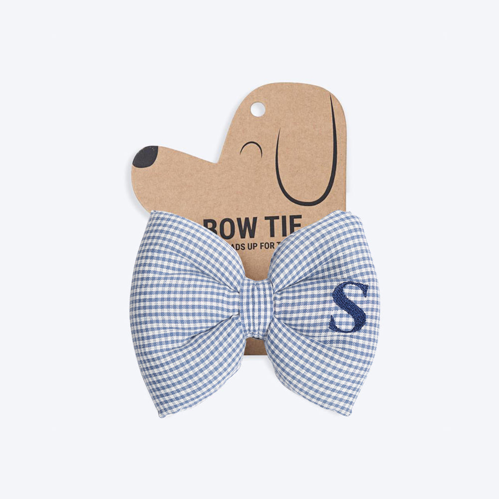 HUFT Personalised Monogrammed Bow Tie for Dogs - Blue - Heads Up For Tails