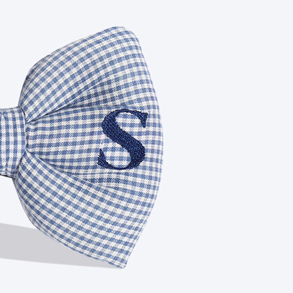 HUFT Personalised Monogrammed Bow Tie for Dogs - Blue - Heads Up For Tails