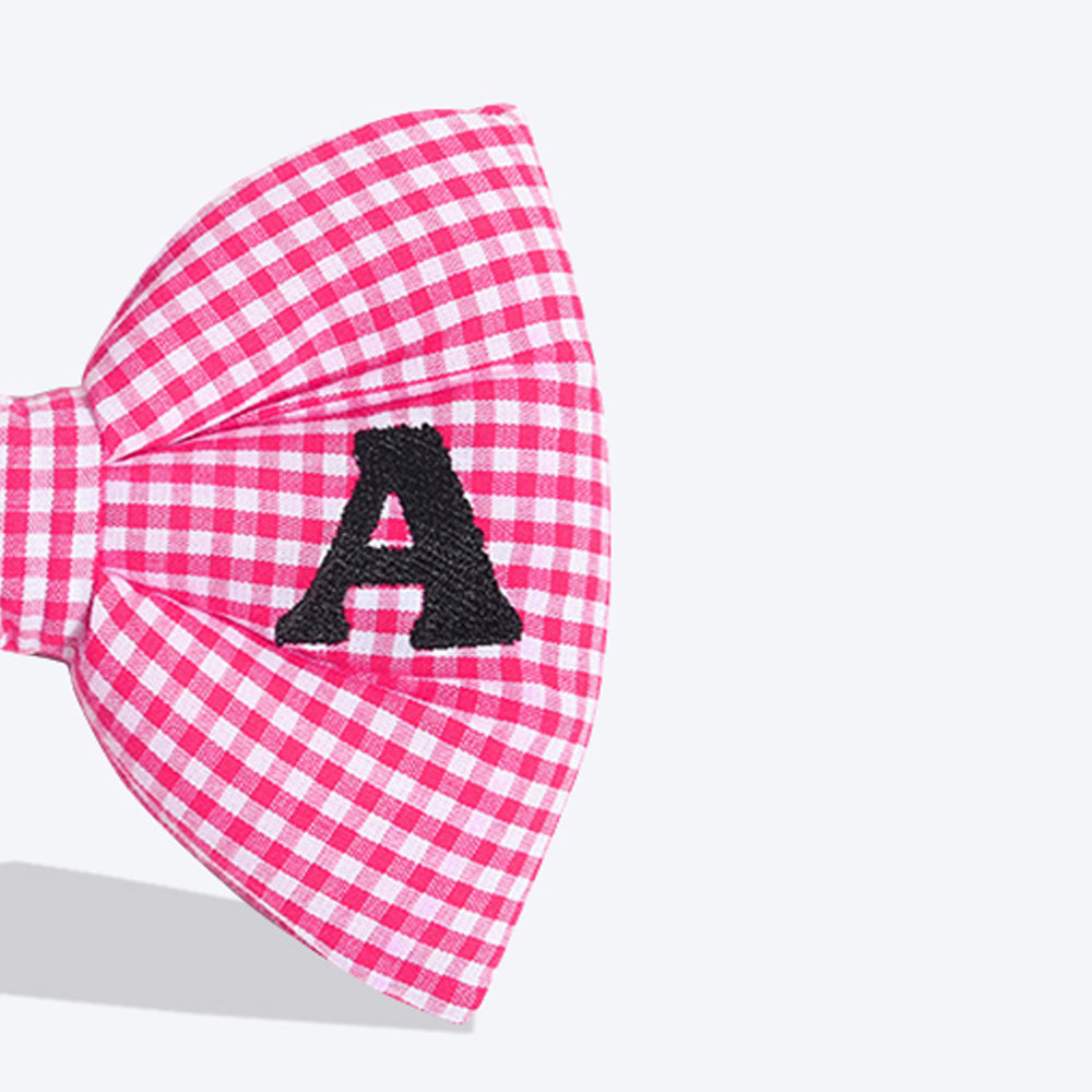 HUFT Personalised Monogrammed Bow Tie for Dogs - Pink - Heads Up For Tails