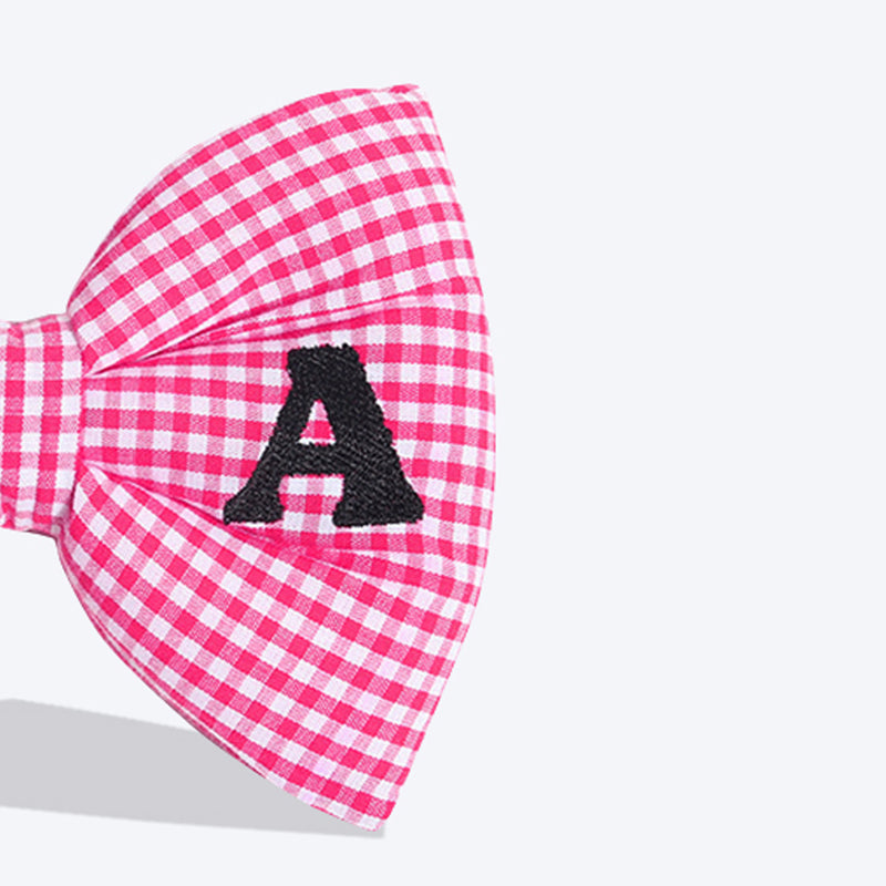 HUFT Personalised Monogrammed Bow Tie for Dogs - Pink - Heads Up For Tails