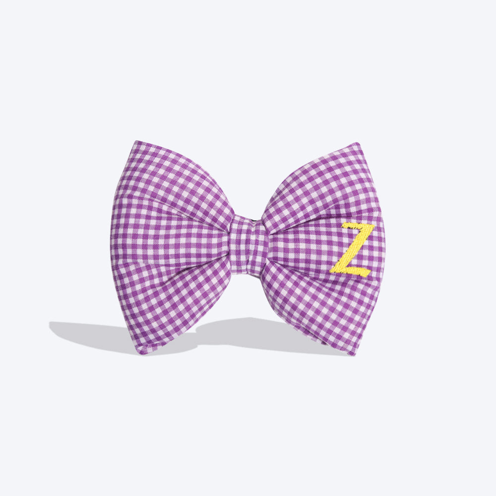 HUFT Personalised Monogrammed Bow Tie for Dogs - Violet - Heads Up For Tails