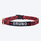 HUFT Personalised Tartan Fabric Collar With Free Bow Tie For Dogs - Heads Up For Tails