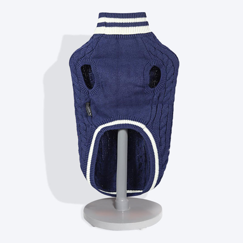 HUFT Striped Cable Knit Dog Sweater - Navy5