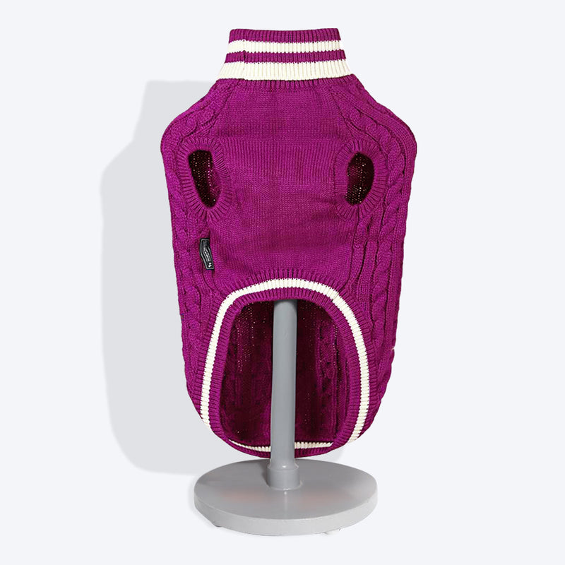 HUFT Striped Cable Knit Dog Sweater - Wine5