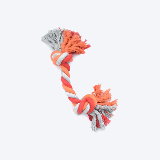 HUFT Tugger Dog Rope Toy - 2 Knot - Orange/Grey - Heads Up For Tails