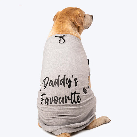HUFT Twinning - Daddy Favourite T-Shirt For Dogs - Grey with Black Print - Heads Up For Tails