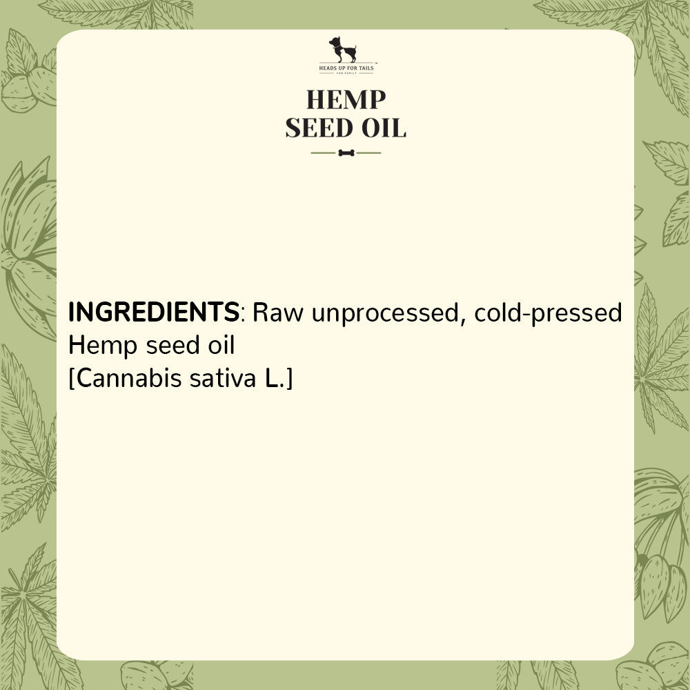 HUFT Cold Pressed Hemp Seed Oil For Dogs and Cats - 200 ml - Heads Up For Tails