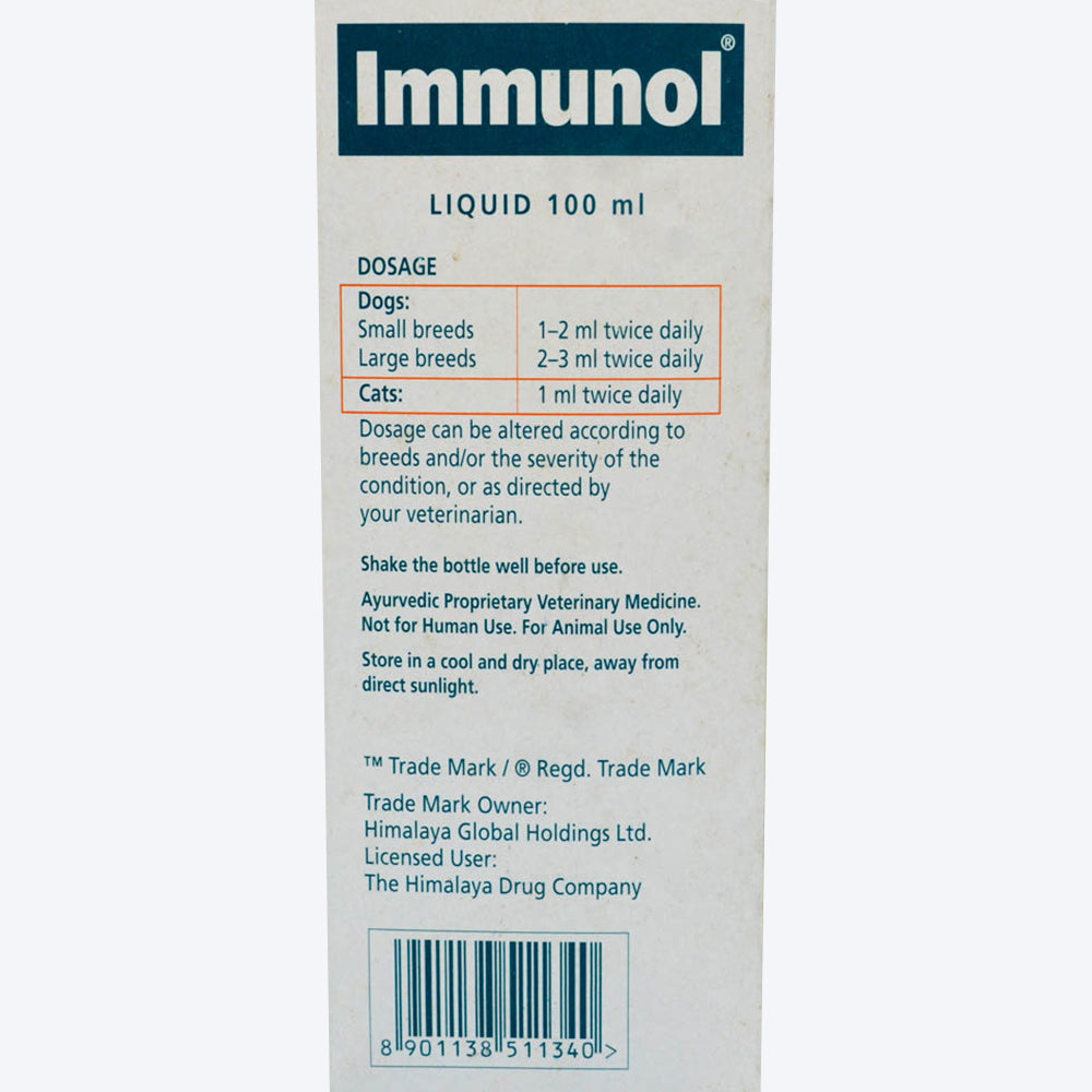 Himalaya Immunol Supplement for Cats and Dogs - 100 ml - Heads Up For Tails