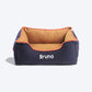 HUFT Personalised Lounger Dog Bed (Free Bone Cushion) - Navy With Brown_02