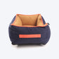 HUFT Personalised Lounger Dog Bed (Free Bone Cushion) - Navy With Brown_09