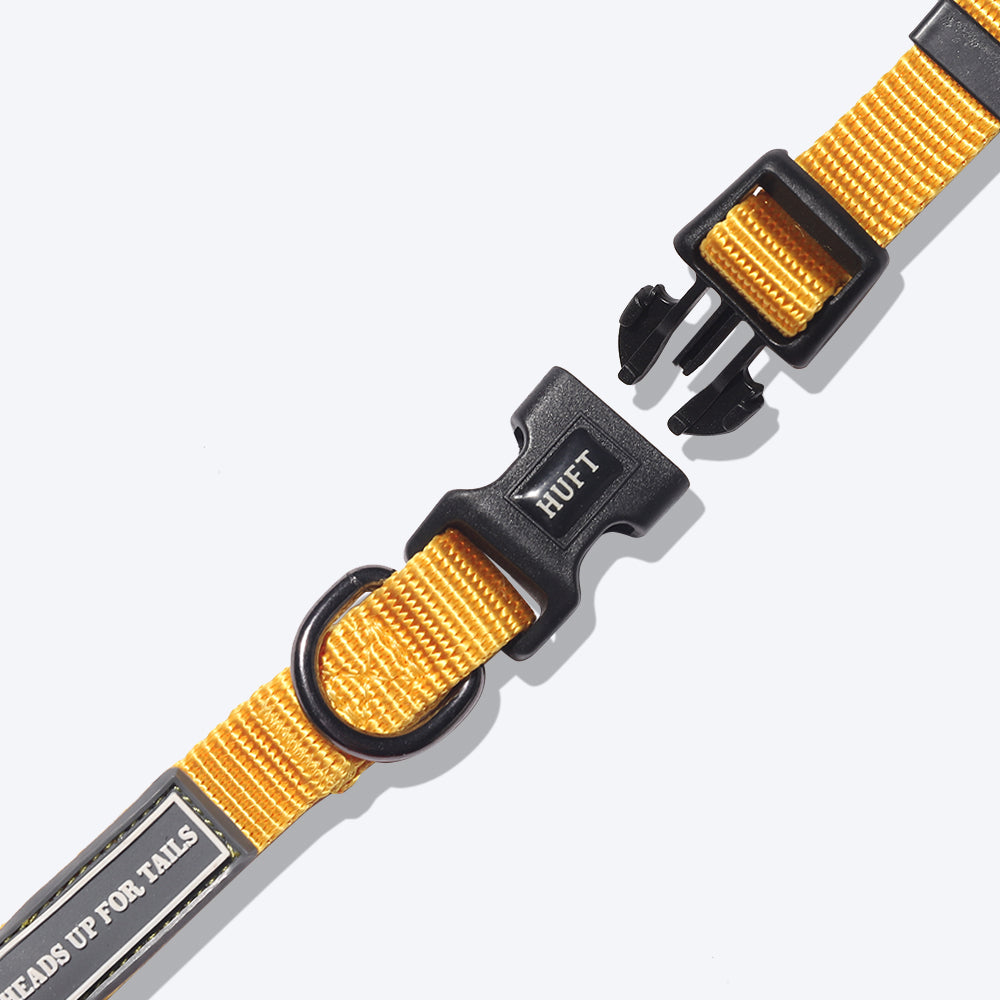 HUFT Nylon Collar For Puppies and Small Dogs - Yellow - Heads Up For Tails