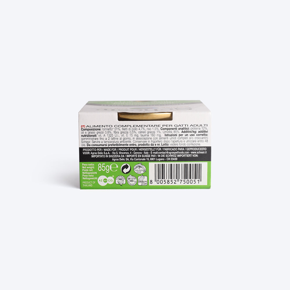 Schesir 51% Tuna With Chicken Fillets Wet Cat Food - 85 g - Heads Up For Tails