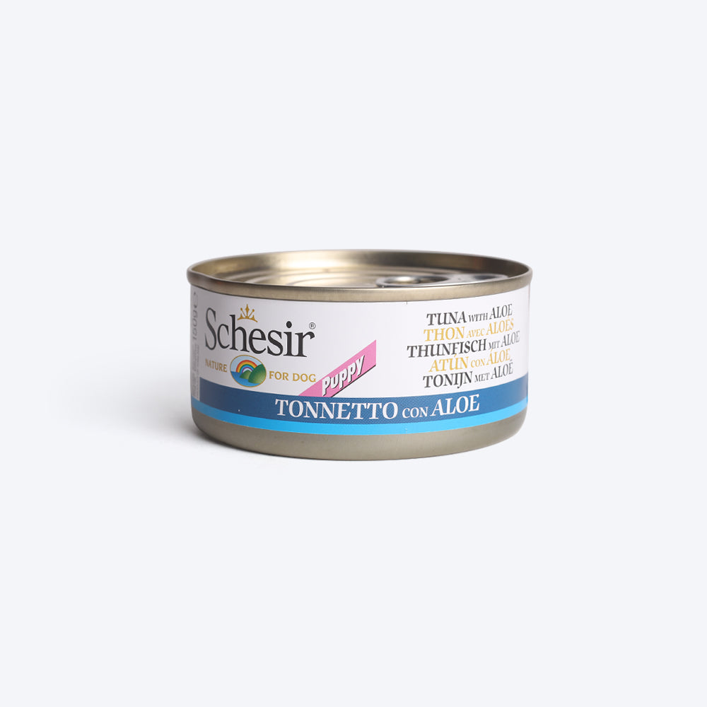 Schesir 53% Tuna with Aloe Canned Wet Puppy Food - 150 g - Heads Up For Tails