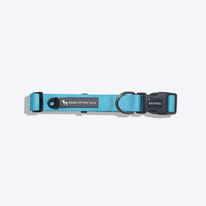 HUFT Essentials Nylon Dog Collar - Aqua Blue - Heads Up For Tails