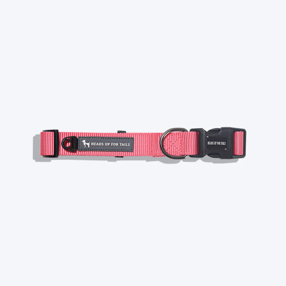 HUFT Essentials Nylon Puppy Collar - Dark Pink - Heads Up For Tails