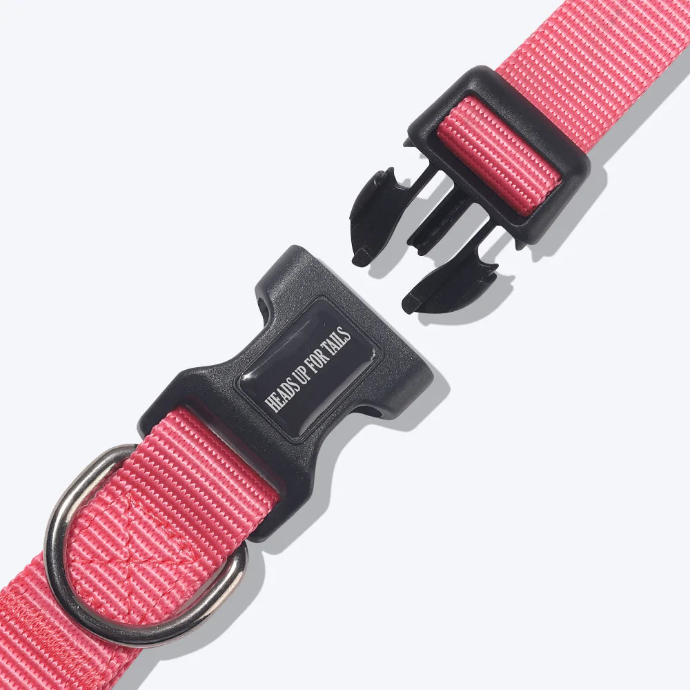 HUFT Essentials Nylon Puppy Collar - Dark Pink - Heads Up For Tails