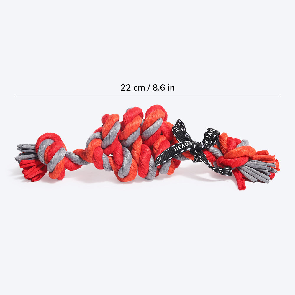 HUFT Knotty Challenge Rope Toy - Orange/ Grey - 22 cm - Heads Up For Tails