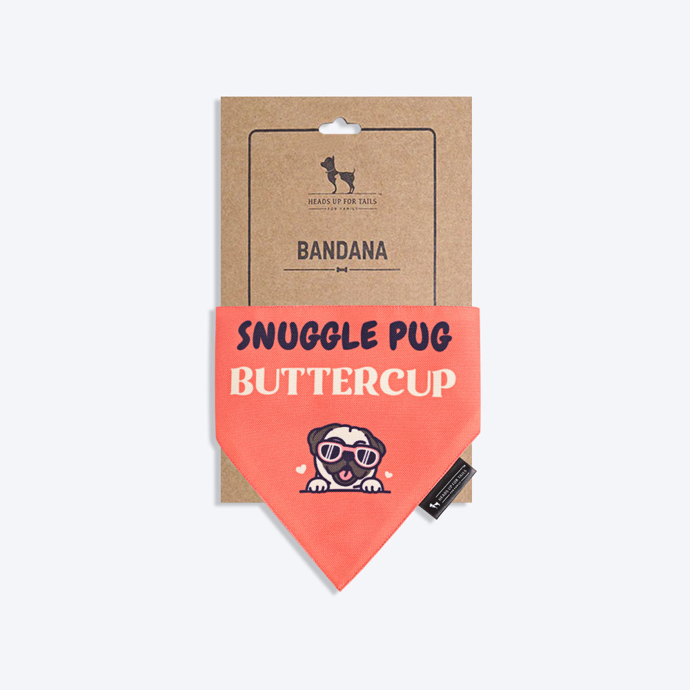 HUFT Personalised Snuggle Pug (Pet¢'¬€¦¡¬'¬¦¡¬'¬€¦¡¬'¬¦¾¢s Name) Bandana - Heads Up For Tails