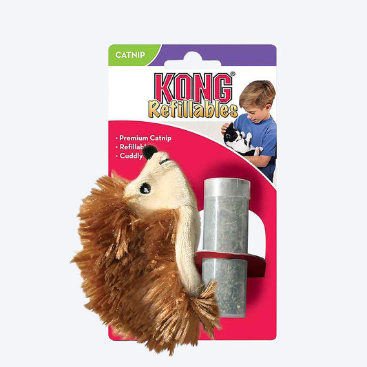 KONG Hedgehog Plush Cat Toy with Catnip - Brown - Heads Up For Tails