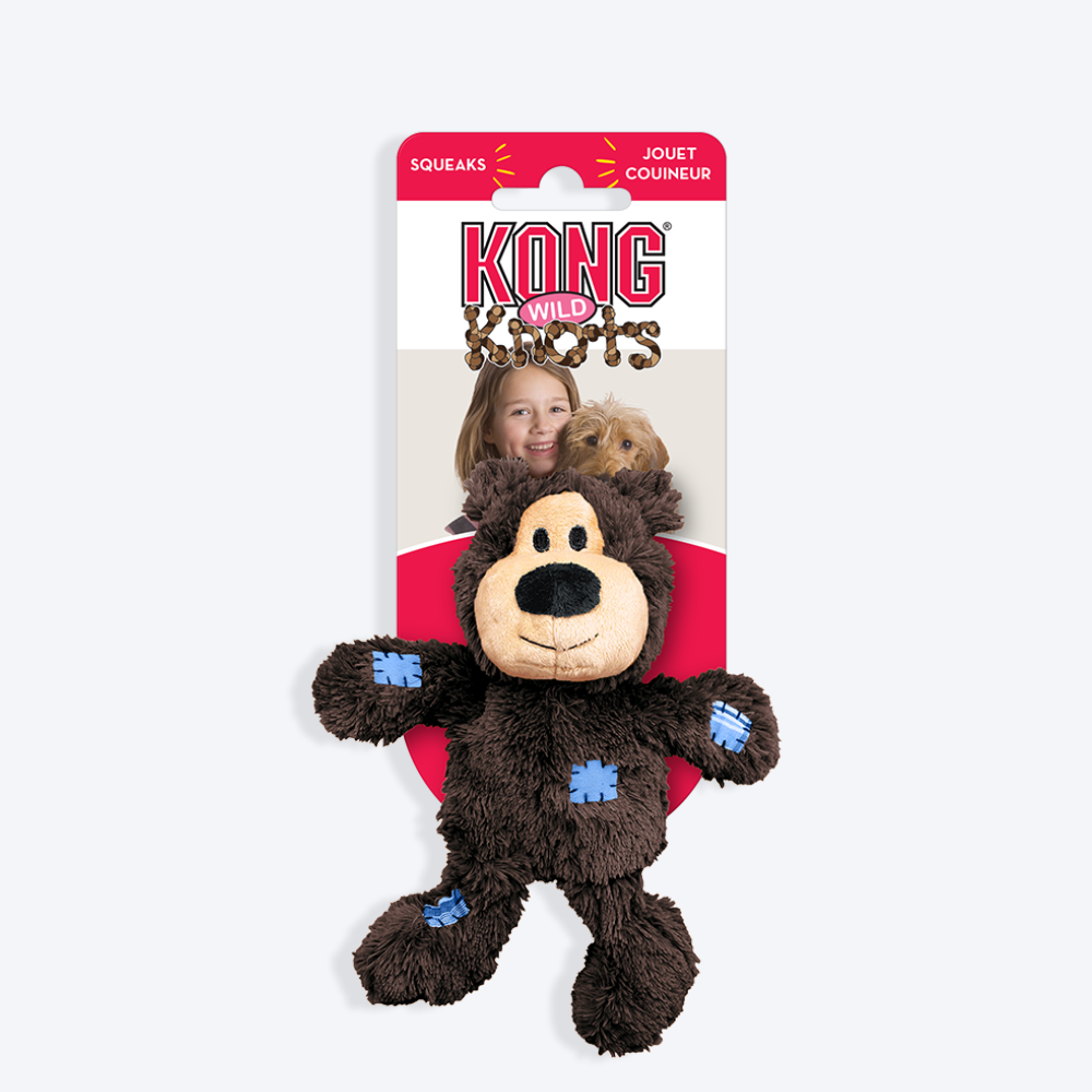 KONG Wild Knots Bear Dog Plush & Chew Toy - Assorted - 1 Piece - Heads Up For Tails