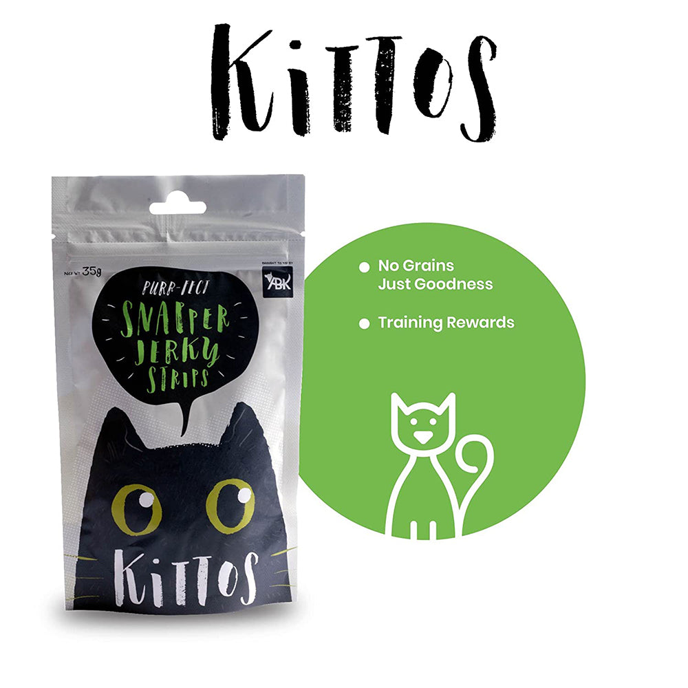 Kittos Purr-Fect Snapper Jerky Strips Cat Treats - 35 g - Heads Up For Tails