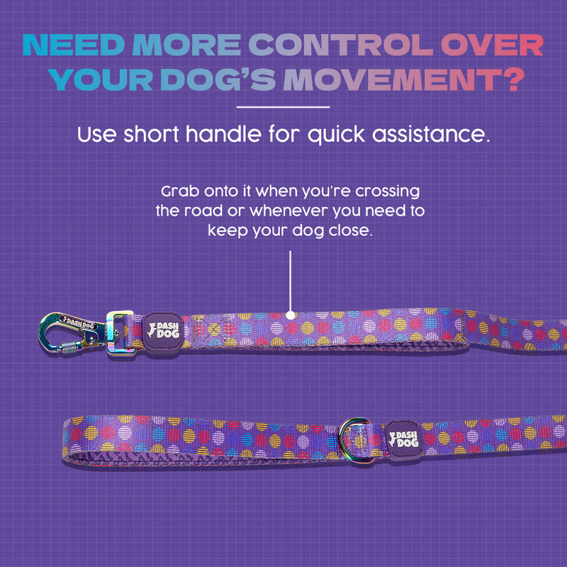 Dash Dog Circle Printed Leash - Violet & Red - Heads Up For Tails