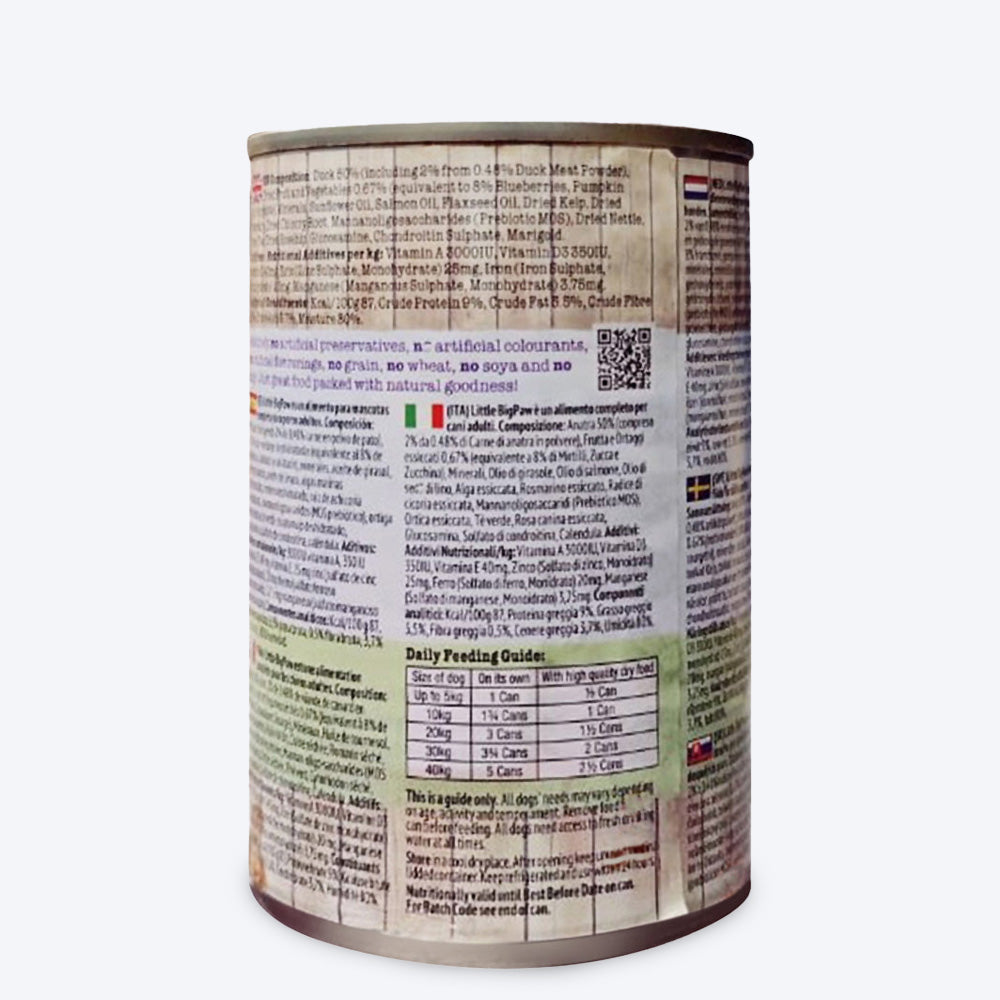 Little BigPaw Duck with Blueberries, Courgettes and Pumpkin in a Rich Herb Gravy Wet Dog Food - 390 g - Heads Up For Tails