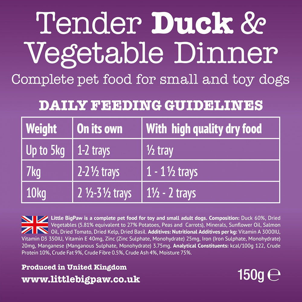 Little BigPaw Tender Duck & Vegetable Dinner Wet Dog Food - 150 g - Heads Up For Tails
