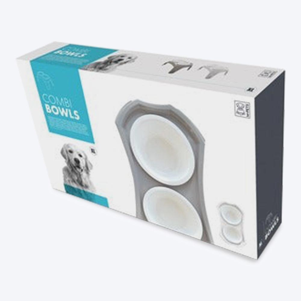 M-PETS Combi Double Bowl For Pets - Off White - Heads Up For Tails