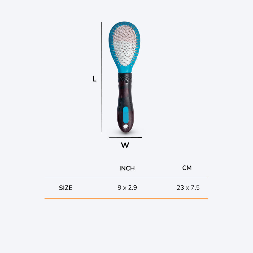 M-Pets Double-Sided Pin Brush for Dogs and Cats -7.5x23 cm - Heads Up For Tails