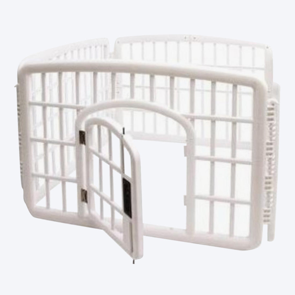 M-Pets Alaska Foldable Puppy Pen with Door - White - Heads Up For Tails