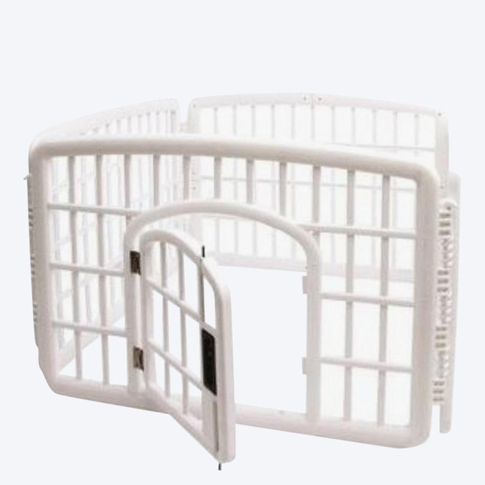 M-Pets Alaska Foldable Puppy Pen with Door - White - Heads Up For Tails