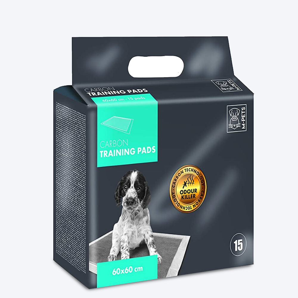 M-Pets Carbon Training Pads Pack of 15 - Grey (60 x 60 cm) - Heads Up For Tails
