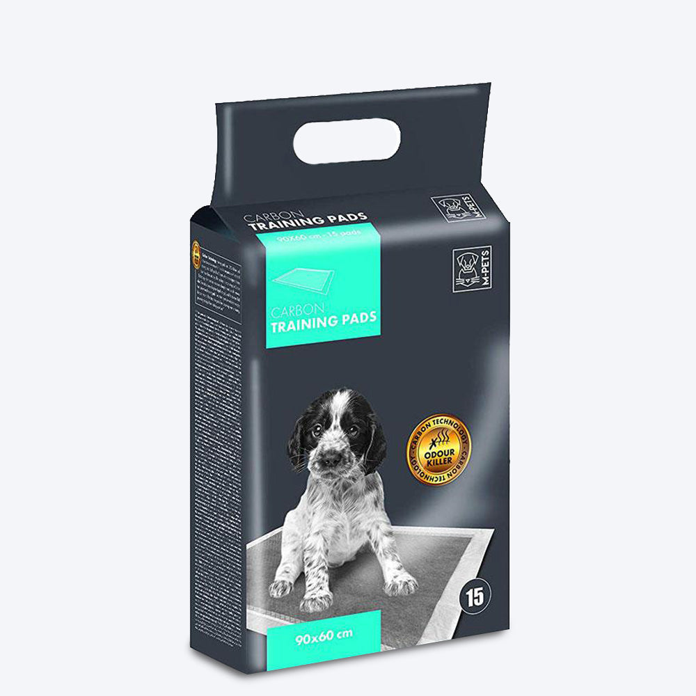 M-Pets Carbon Training Pads Pack of 15 - Grey (90 x 60 cm) - Heads Up For Tails