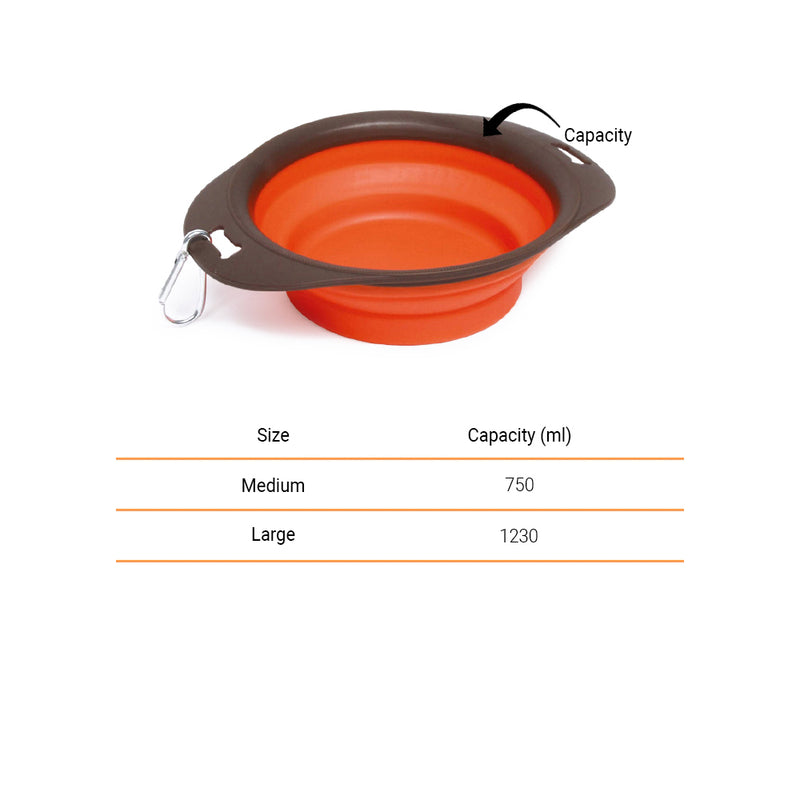 M-Pets On The Road Foldable Bowl For Cats and Dogs - Heads Up For Tails